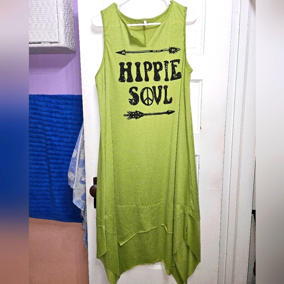 Hippie Soul Sleeveless Green 3x Dress - Picture 1 of 4